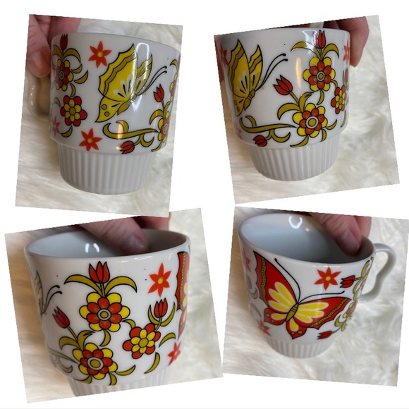 🎈SOLD🎈 Mid Century Mug Butterflies - Red & Yellow - Picture 16 of 16